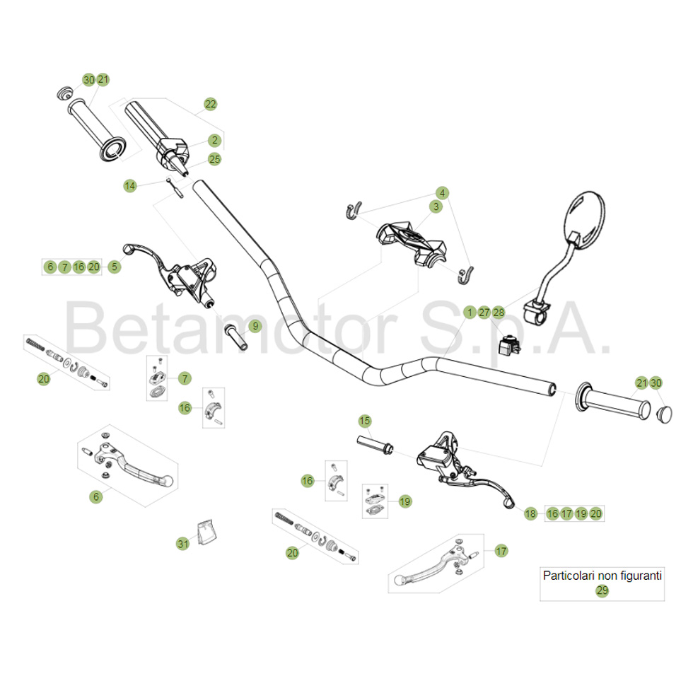 Beta EVO300 Factory 18 Lenker/Armaturen Ersatzteile