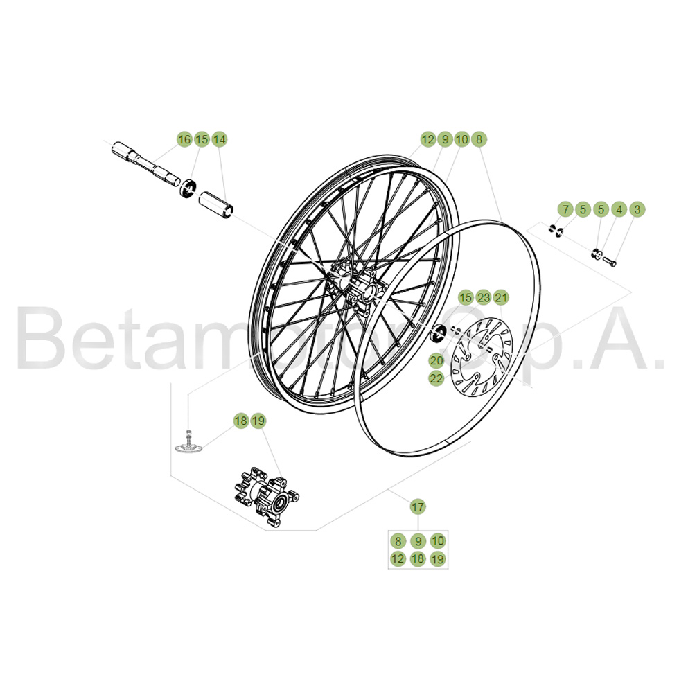 Beta EVO300 Factory 19 Vorderrad Ersatzteile Beta EVO300 Factory 19 Vorderrad Ersatzteile