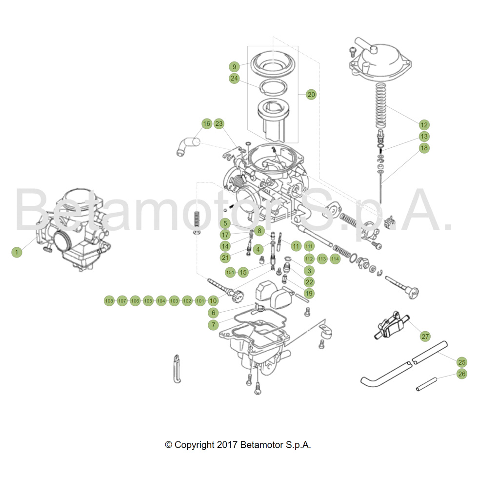 Beta EVO300 Factory 4T 17 Vergaser Ersatzteile Beta EVO300 Factory 4T 17 Vergaser Ersatzteile