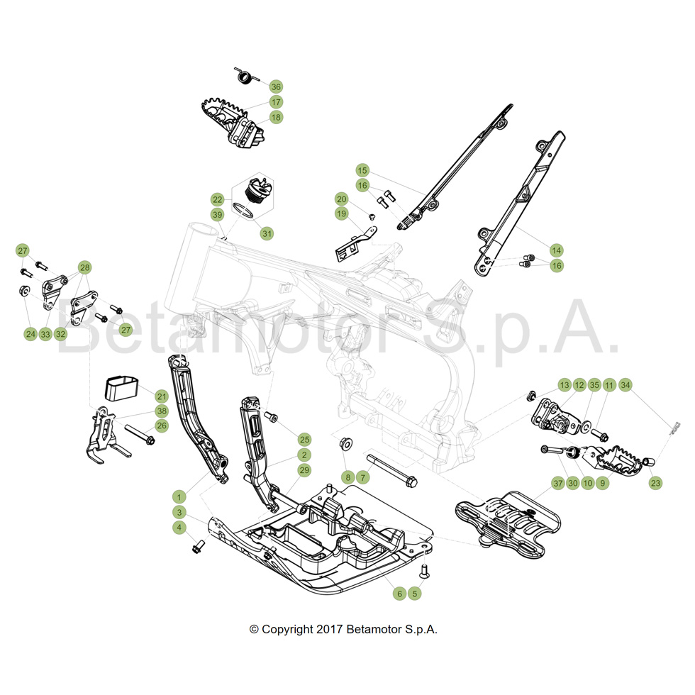 Beta EVO300 SS Factory 17 Rahmen Zubehör Ersatzteile Beta EVO300 SS Factory 17 Rahmen Zubehör Ersatzteile