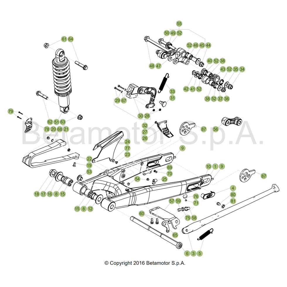 Beta EVO300 SS Factory 17 Schwingarm/Federbein Ersatzteile