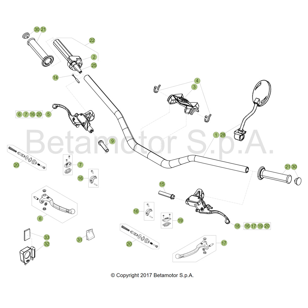 Beta EVO300 SS Factory 17 Lenker/Armaturen Ersatzteile