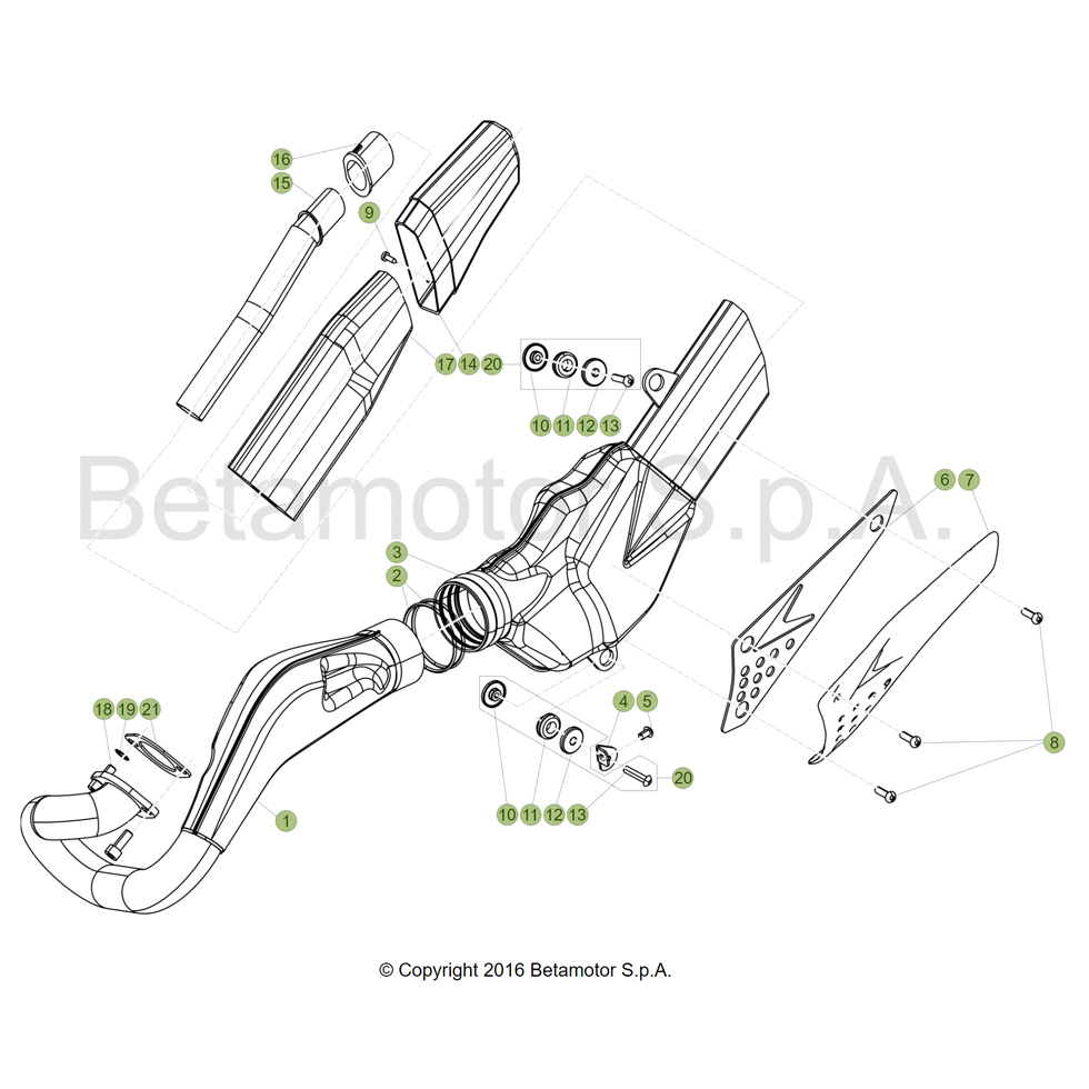 Beta EVO300 SS Factory 17 Auspuffsystem Ersatzteile