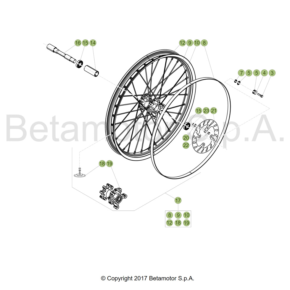 Beta EVO300 SS Factory 17 Vorderrad Ersatzteile