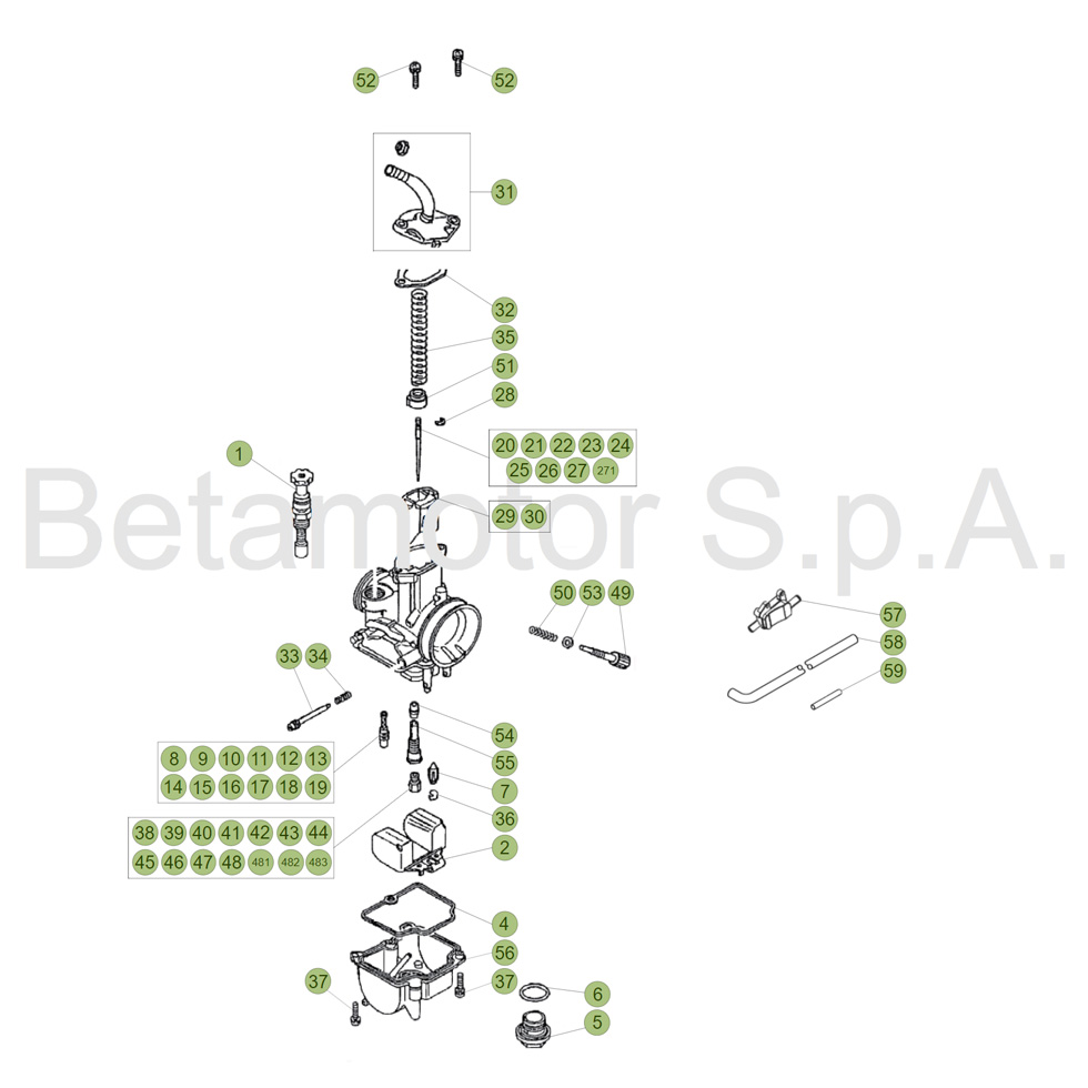 Beta EVO300 SS Factory 17 Vergaser 2 Ersatzteile