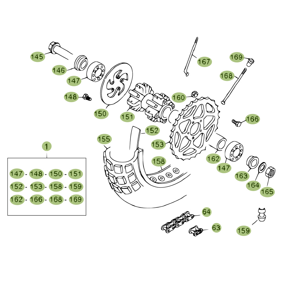 Beta EVO80 12 Hinterrad Ersatzteile Beta EVO80 12 Hinterrad Ersatzteile
