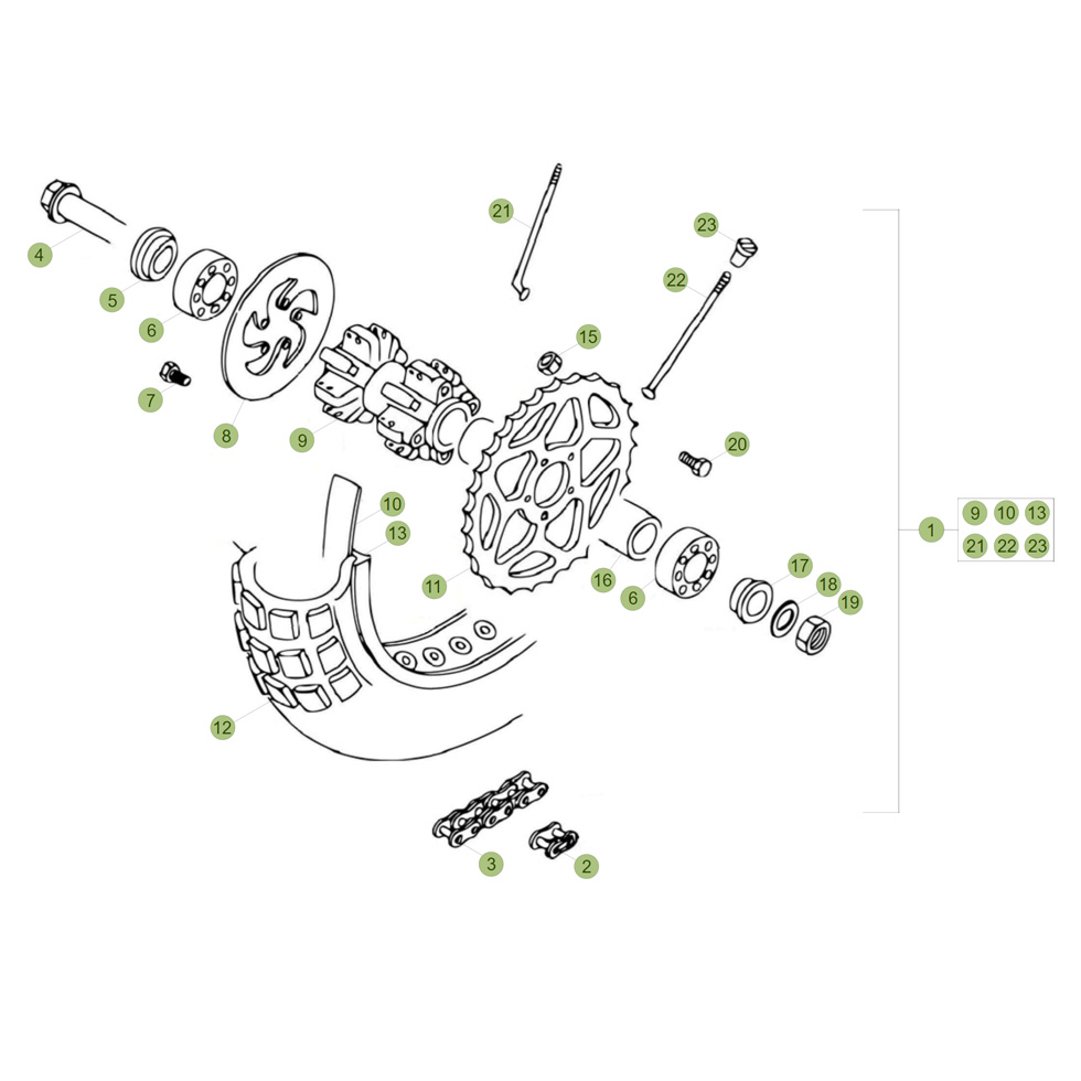 Beta EVO80 15 Hinterrad Ersatzteile Beta EVO80 15 Hinterrad Ersatzteile