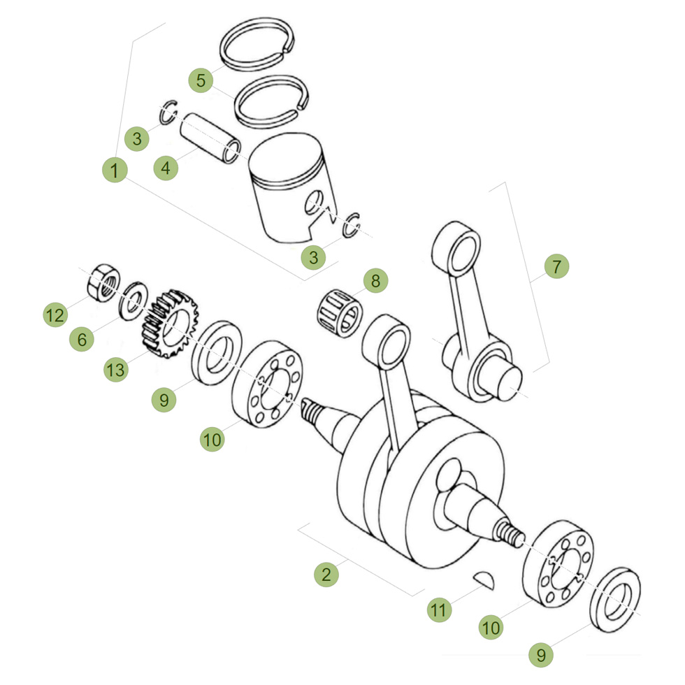 Beta EVO80 15 Kurbelwelle/Kolben/Ausgleichswelle Ersatzteile
