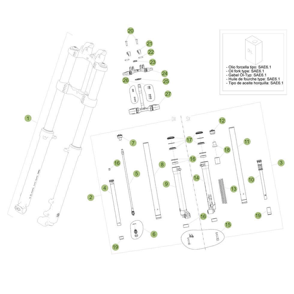 Beta EVO80 16 Gabel Ersatzteile Beta EVO80 16 Gabel Ersatzteile