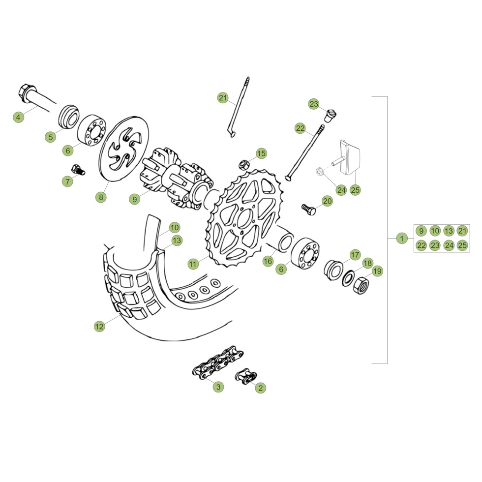 Beta EVO80 16 Hinterrad Ersatzteile Beta EVO80 16 Hinterrad Ersatzteile