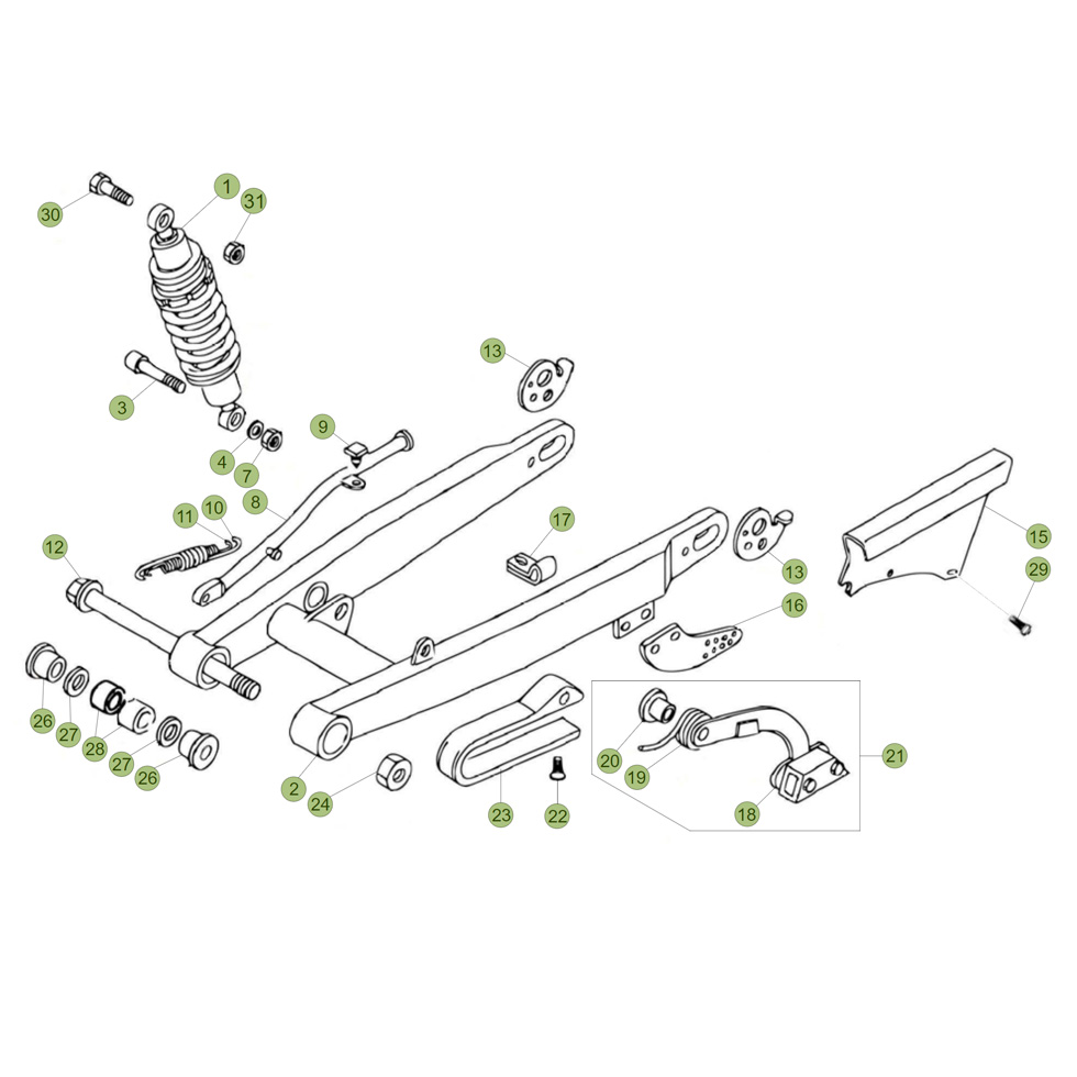 Beta EVO80 18 Schwingarm/Federbein Ersatzteile Beta EVO80 18 Schwingarm/Federbein Ersatzteile