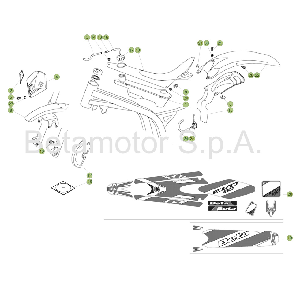 Beta EVO80 18 Verkleidung/Sitzbank/Tank Ersatzteile Beta EVO80 18 Verkleidung/Sitzbank/Tank Ersatzteile