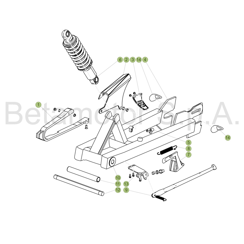 Beta Minitrial Elektro 17 Schwingarm/Federbein Ersatzteile