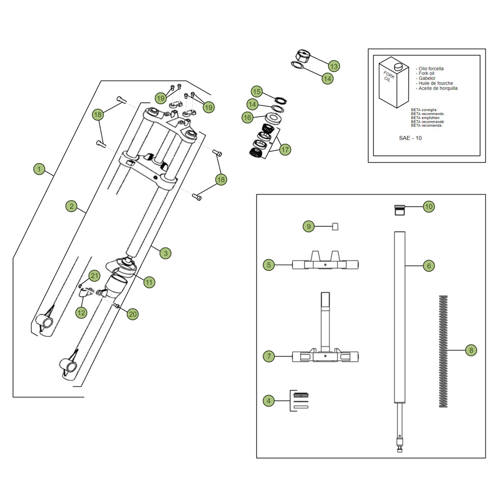 Beta Minitrial LC 15 Gabel Ersatzteile