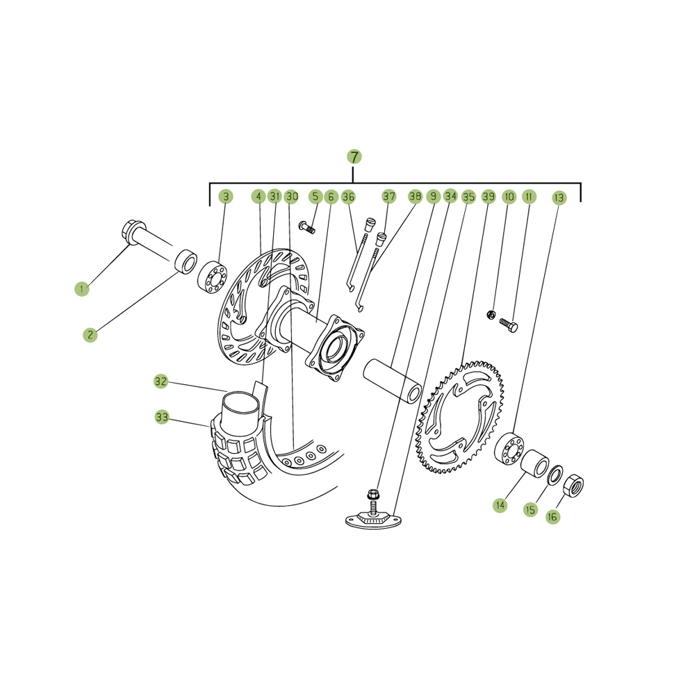 Beta RE125 09 Hinterrad Ersatzteile