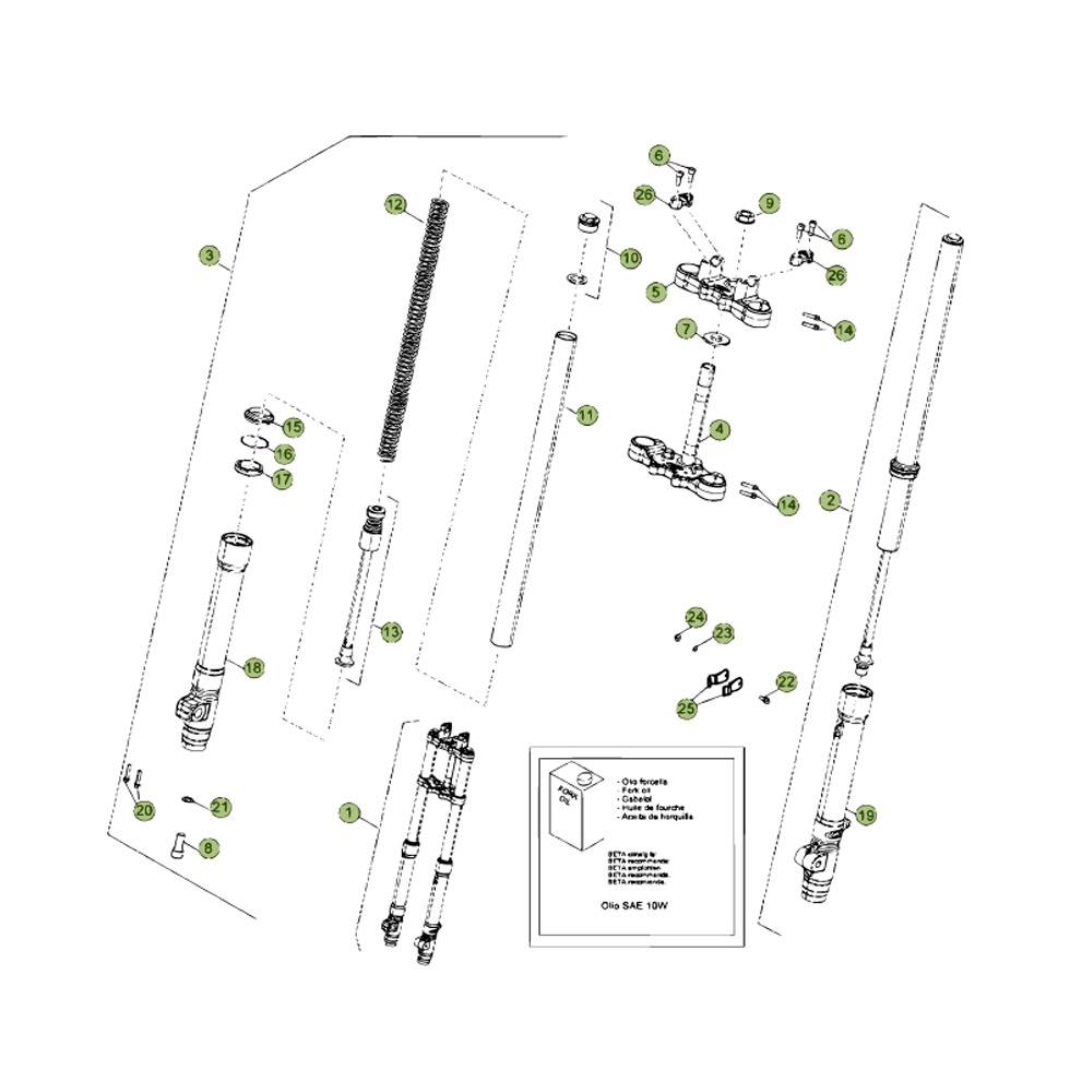 Beta RE125 13-14 Gabel Ersatzteile