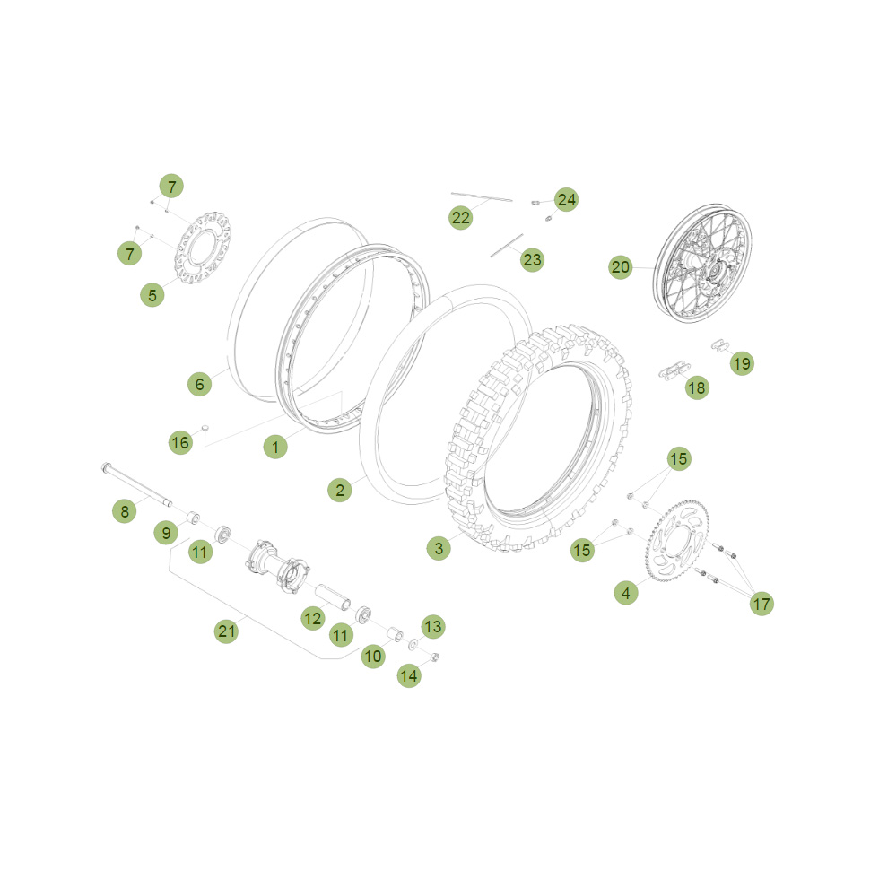 Beta RE125 13-14 Hinterrad Ersatzteile