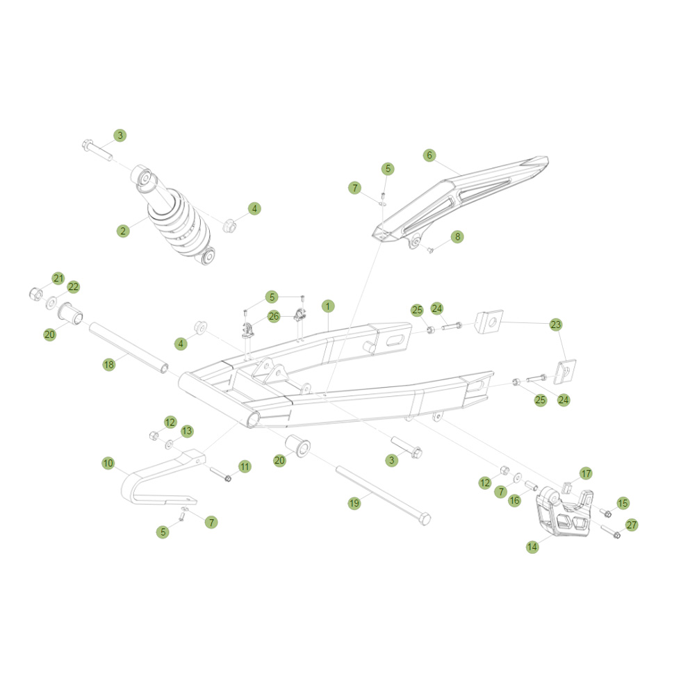 Beta RE125 15 Schwingarm/Federbein Ersatzteile