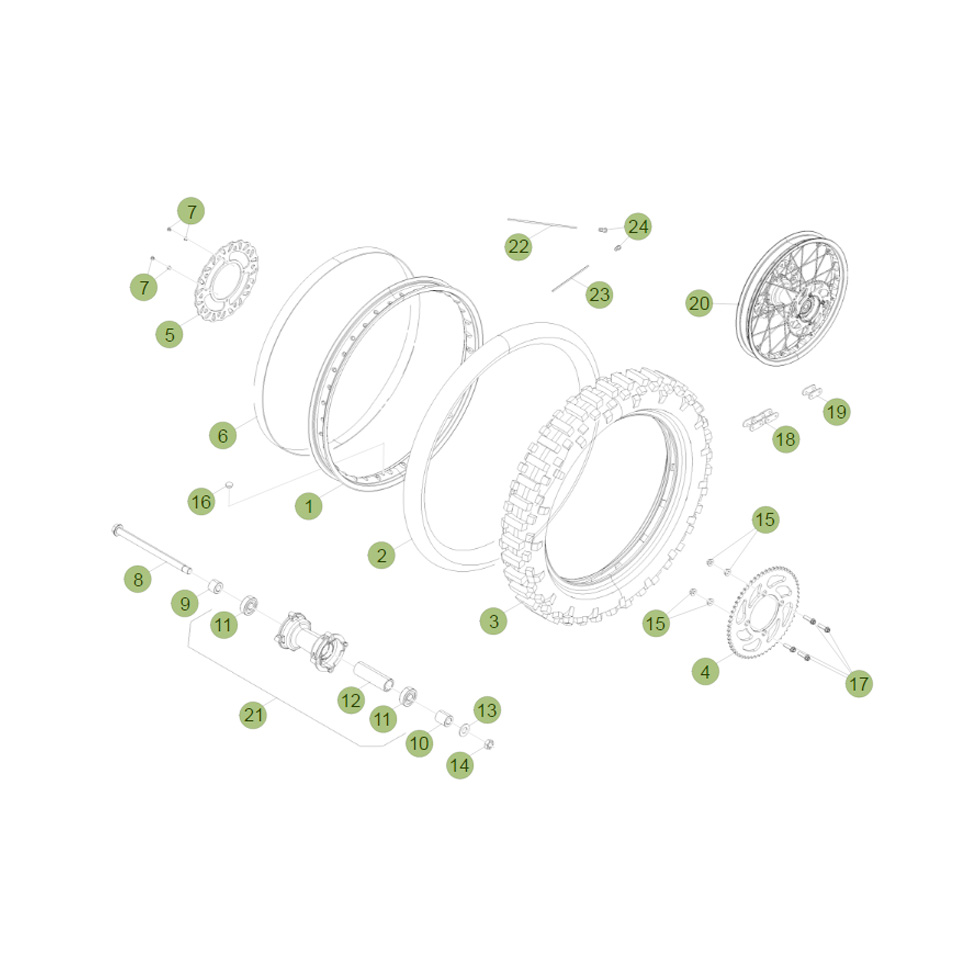 Beta RE125 15 Hinterrad Ersatzteile Beta RE125 15 Hinterrad Ersatzteile