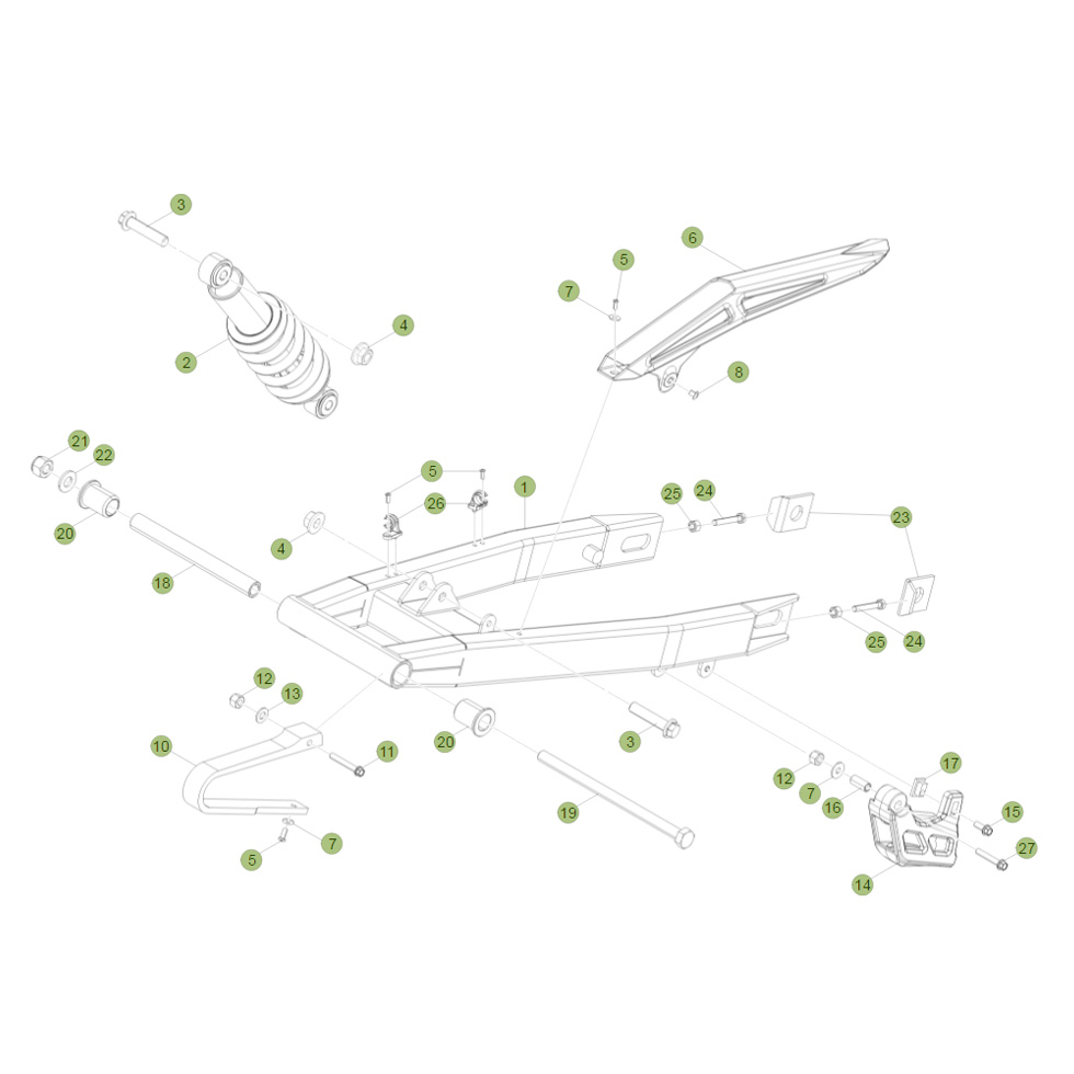 Beta RE125 16 Schwingarm/Federbein Ersatzteile