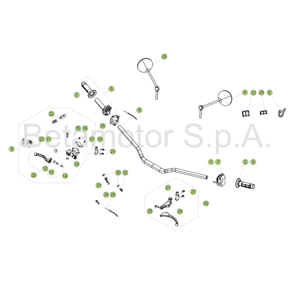 Beta RE125 16 Lenker/Armaturen Ersatzteile