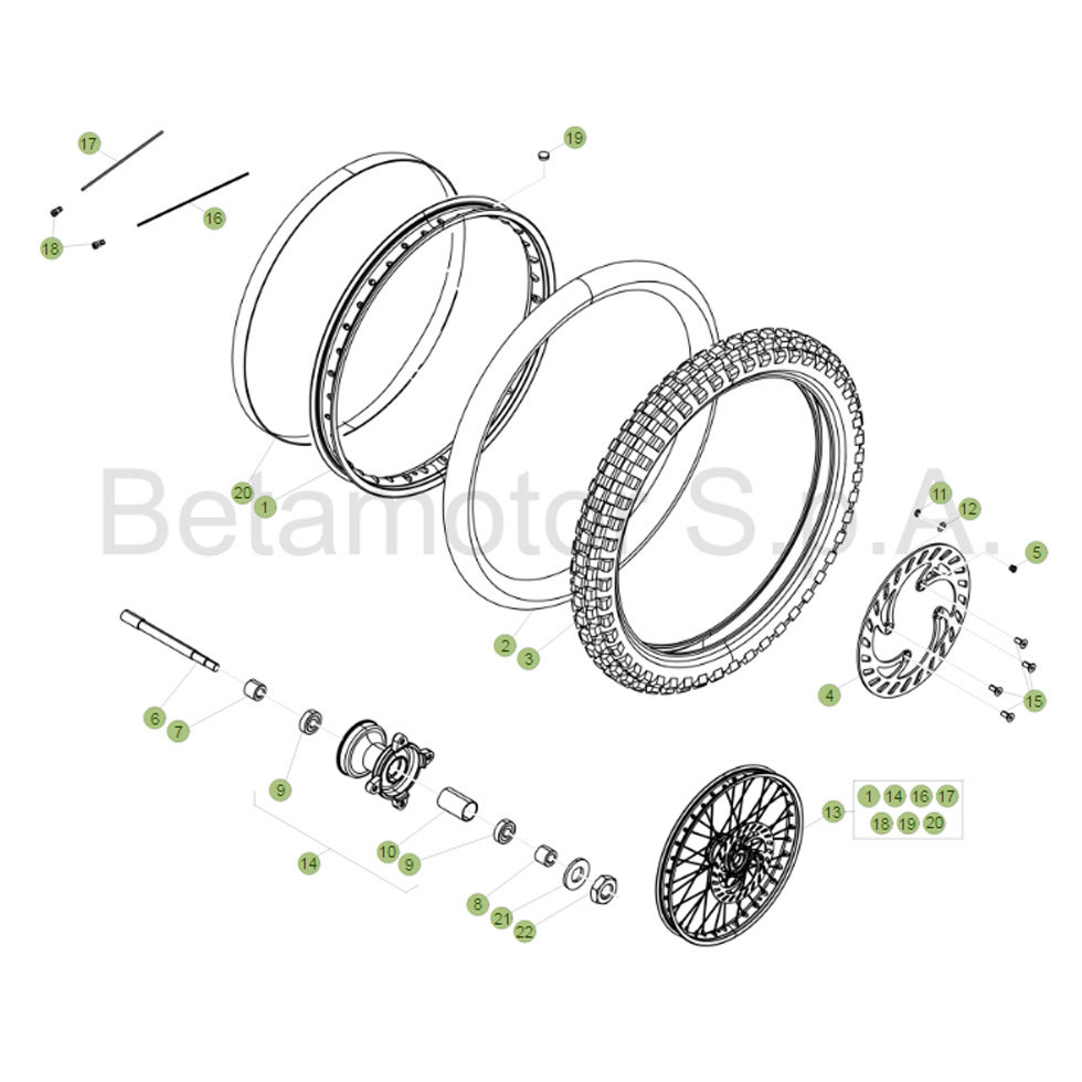 Beta RE125 16 Vorderrad Ersatzteile
