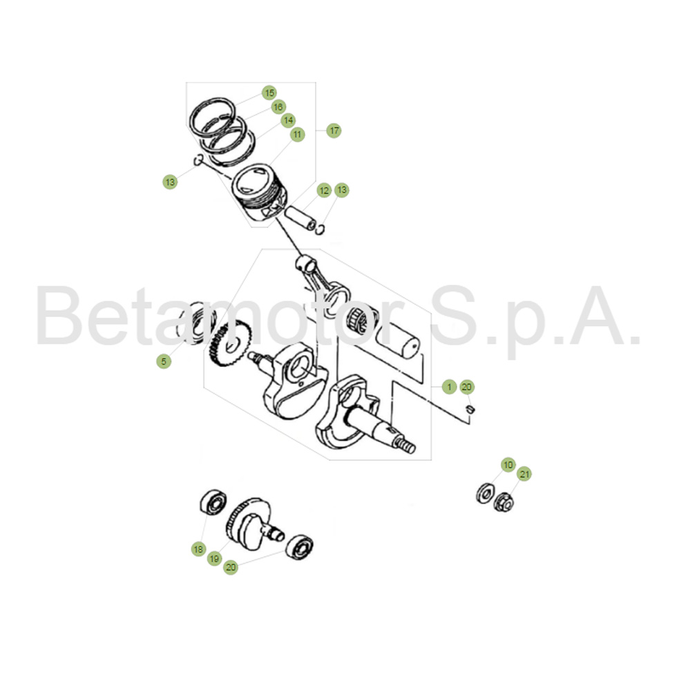 Beta RE125 16 Kurbelwelle/Kolben/Ausgleichswelle Ersatzteile Beta RE125 16 Kurbelwelle/Kolben/Ausgleichswelle Ersatzteile