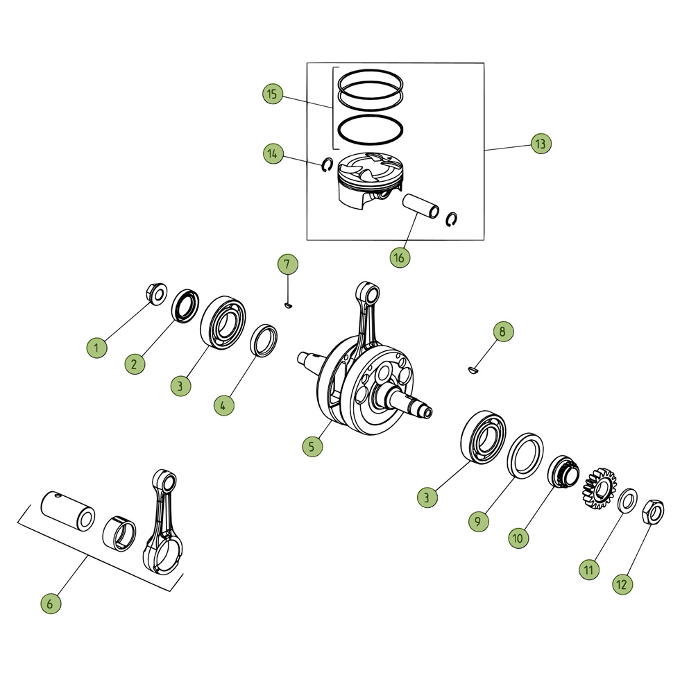 Beta REV250 4T 07 Kurbelwelle/Kolben/Ausgleichswelle 1 Ersatzteile