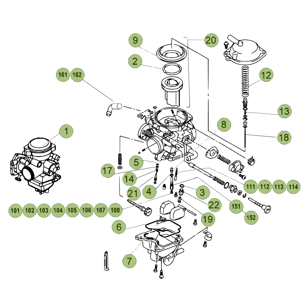 Beta REV250 4T 08 Vergaser Ersatzteile