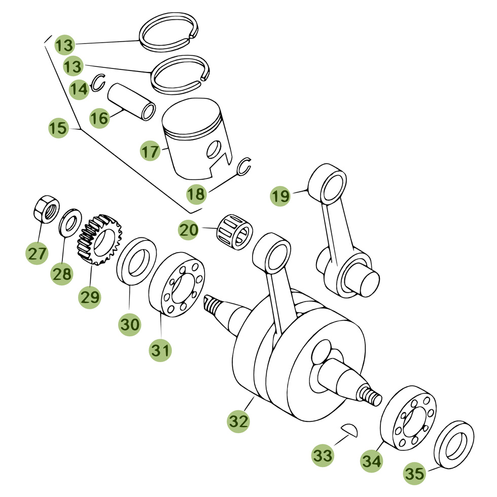 Beta REV50 08 Kurbelwelle/Kolben/Ausgleichswelle Ersatzteile