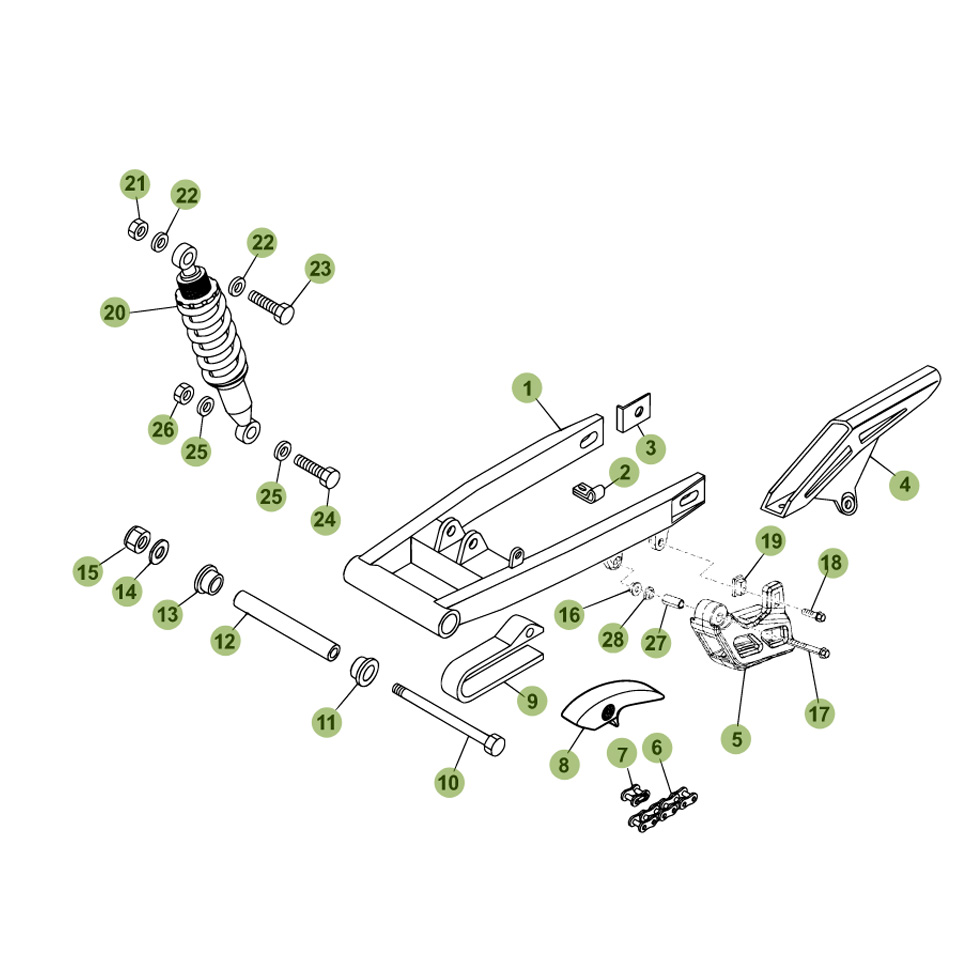 Beta RR125 11 Schwingarm/Federbein Ersatzteile