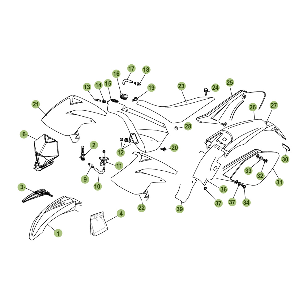 Beta RR125 11 Verkleidung/Sitzbank/Tank Ersatzteile