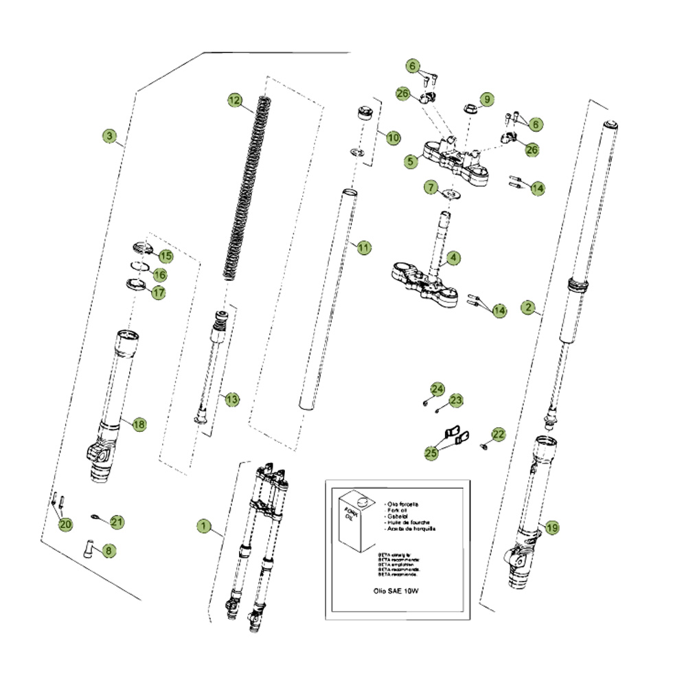 Beta RR125 13 Gabel 1 Ersatzteile