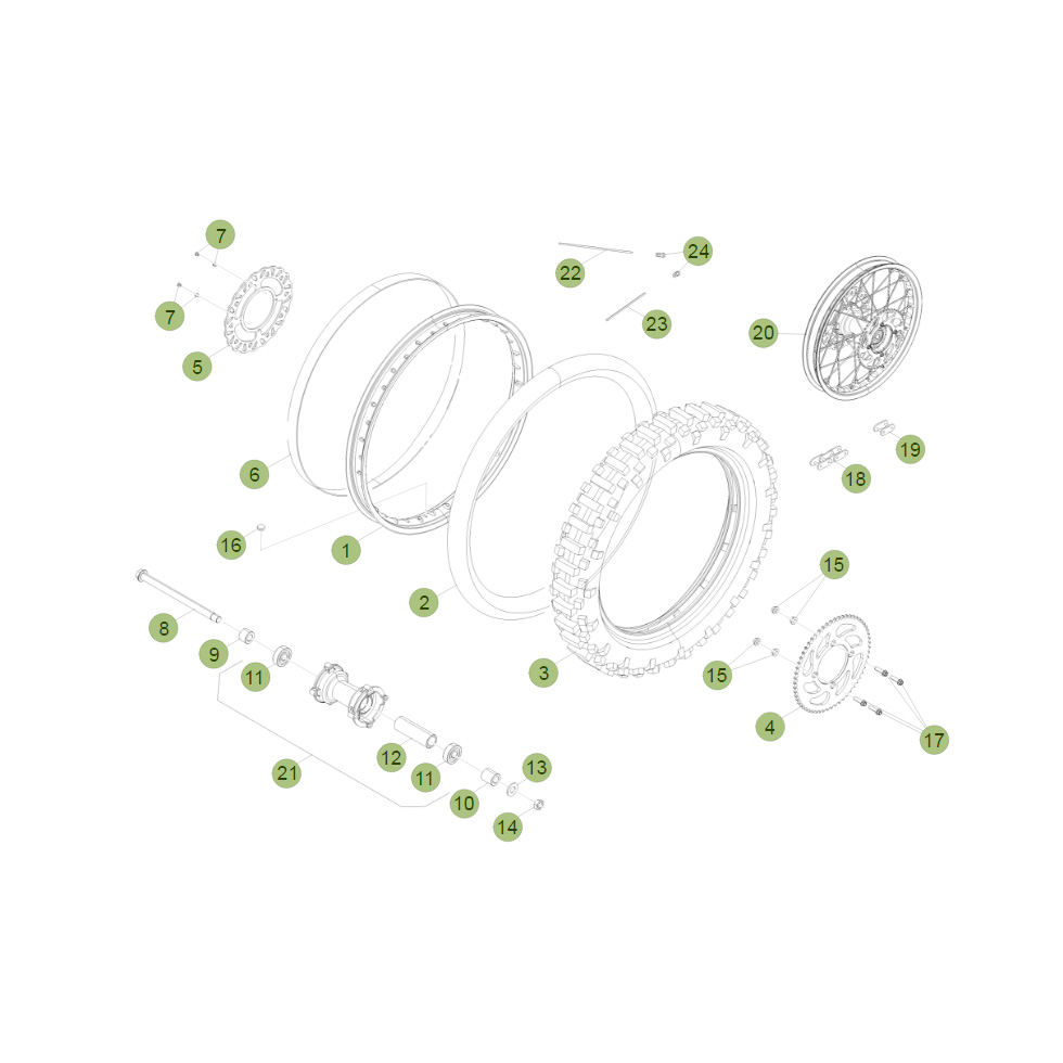 Beta RR125 13 Hinterrad Ersatzteile Beta RR125 13 Hinterrad Ersatzteile