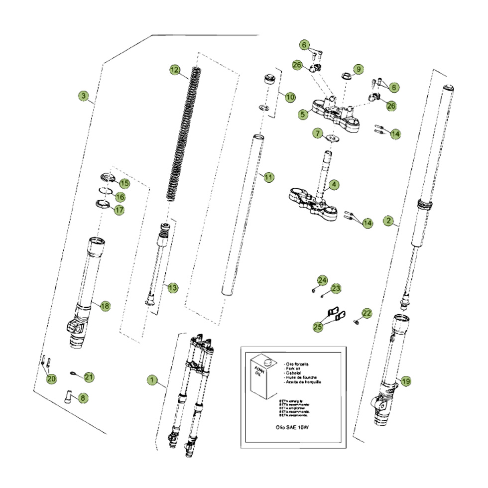 Beta RR125 15 Gabel 1 Ersatzteile