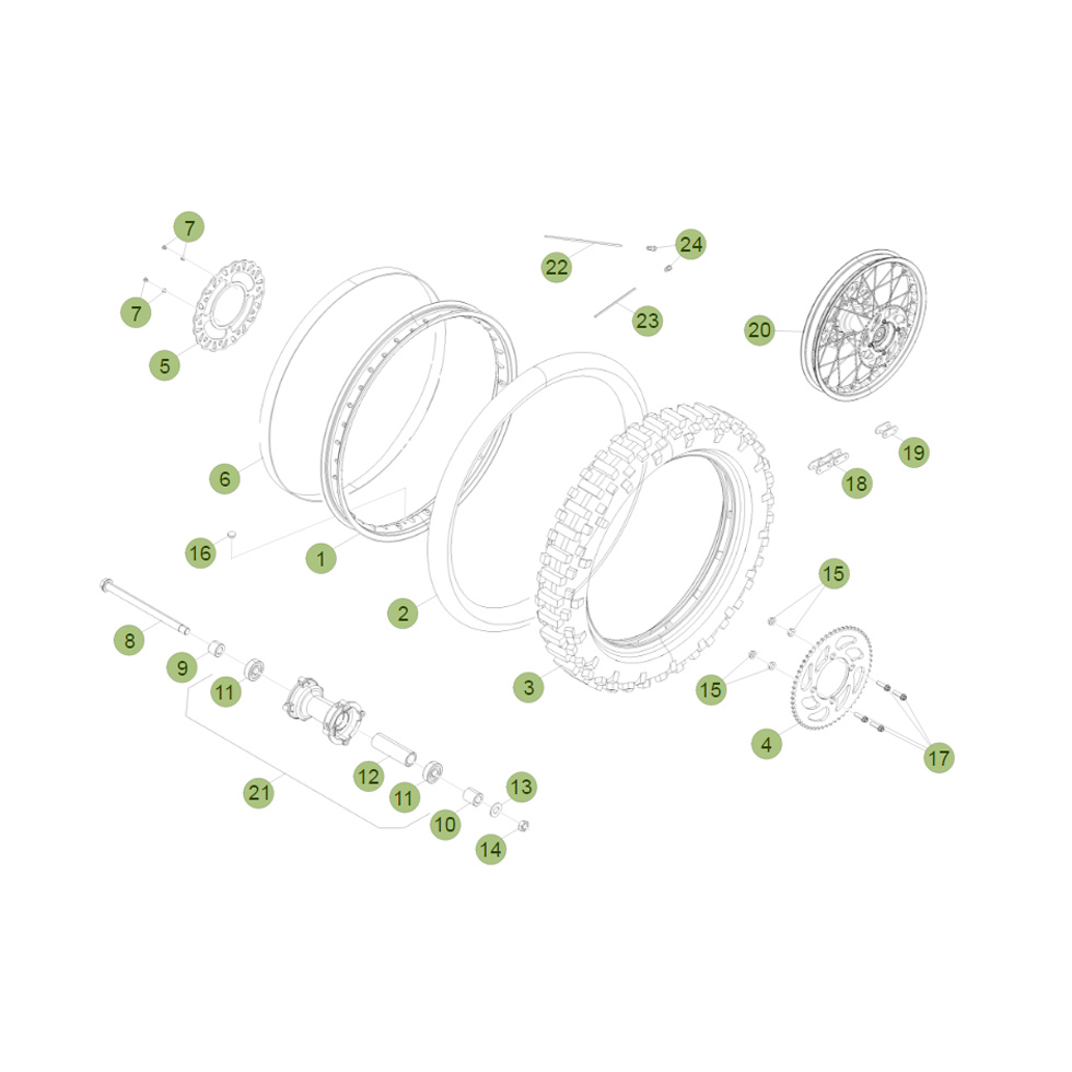 Beta RR125 15 Hinterrad Ersatzteile Beta RR125 15 Hinterrad Ersatzteile