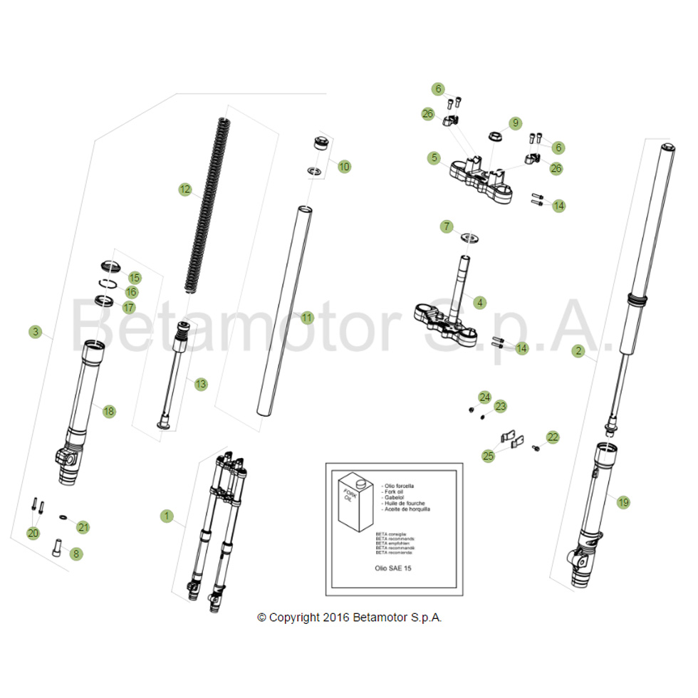 Beta RR125 16 Gabel Ersatzteile Beta RR125 16 Gabel Ersatzteile