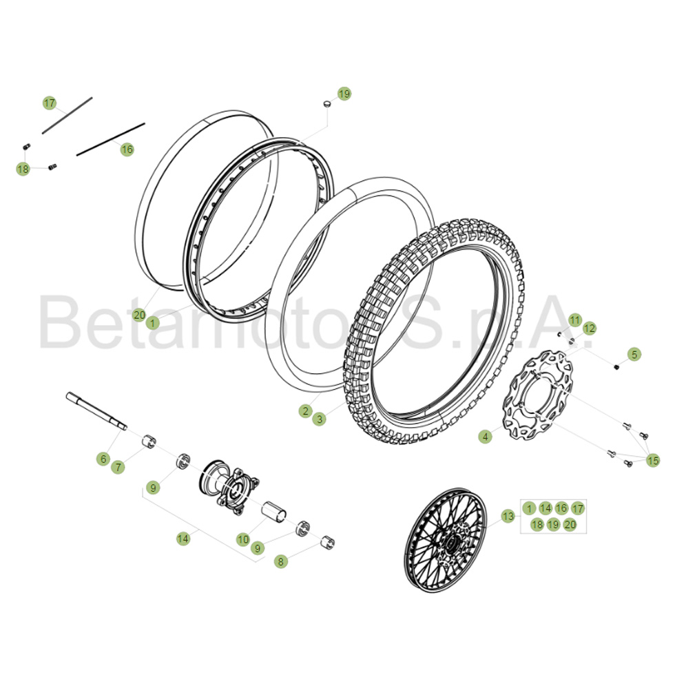 Beta RR125 16 Vorderrad Ersatzteile