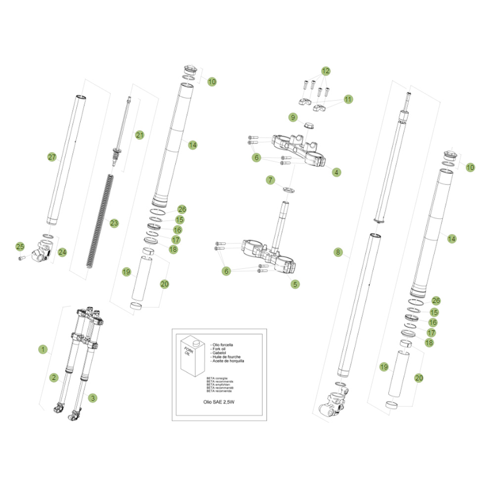 Beta RR125 LC 13 Gabel 3 Ersatzteile