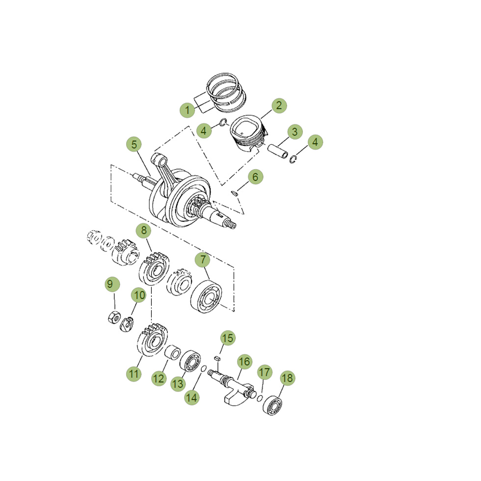Beta RR125 LC 13 Kurbelwelle/Kolben/Ausgleichswelle Ersatzteile