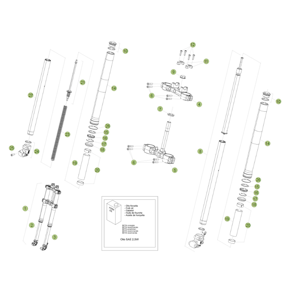 Beta RR125 LC 14-15 Gabel Ersatzteile
