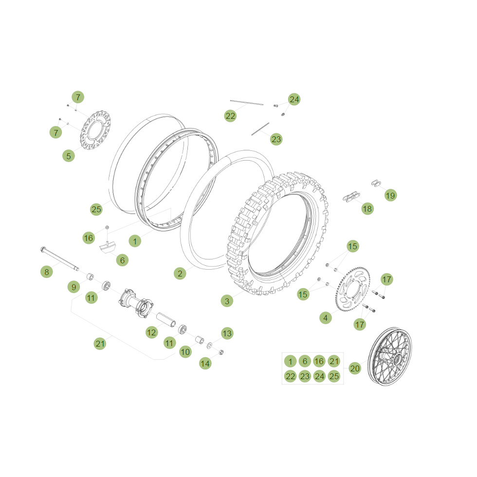Beta RR125 LC 16 Hinterrad Ersatzteile