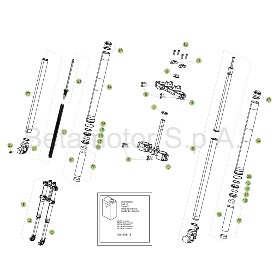 Beta RR125 LC 16 Gabel Ersatzteile