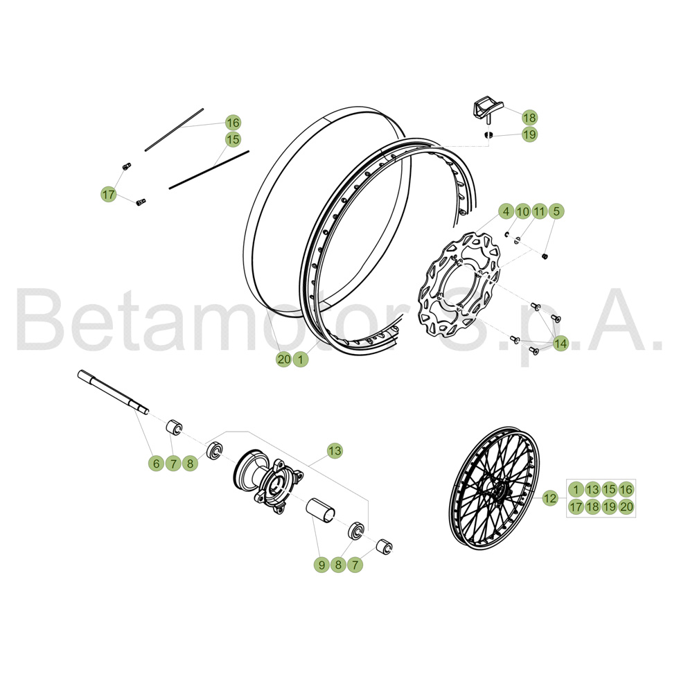 Beta RR125LC 4T 18 Vorderrad Ersatzteile Beta RR125LC 4T 18 Vorderrad Ersatzteile