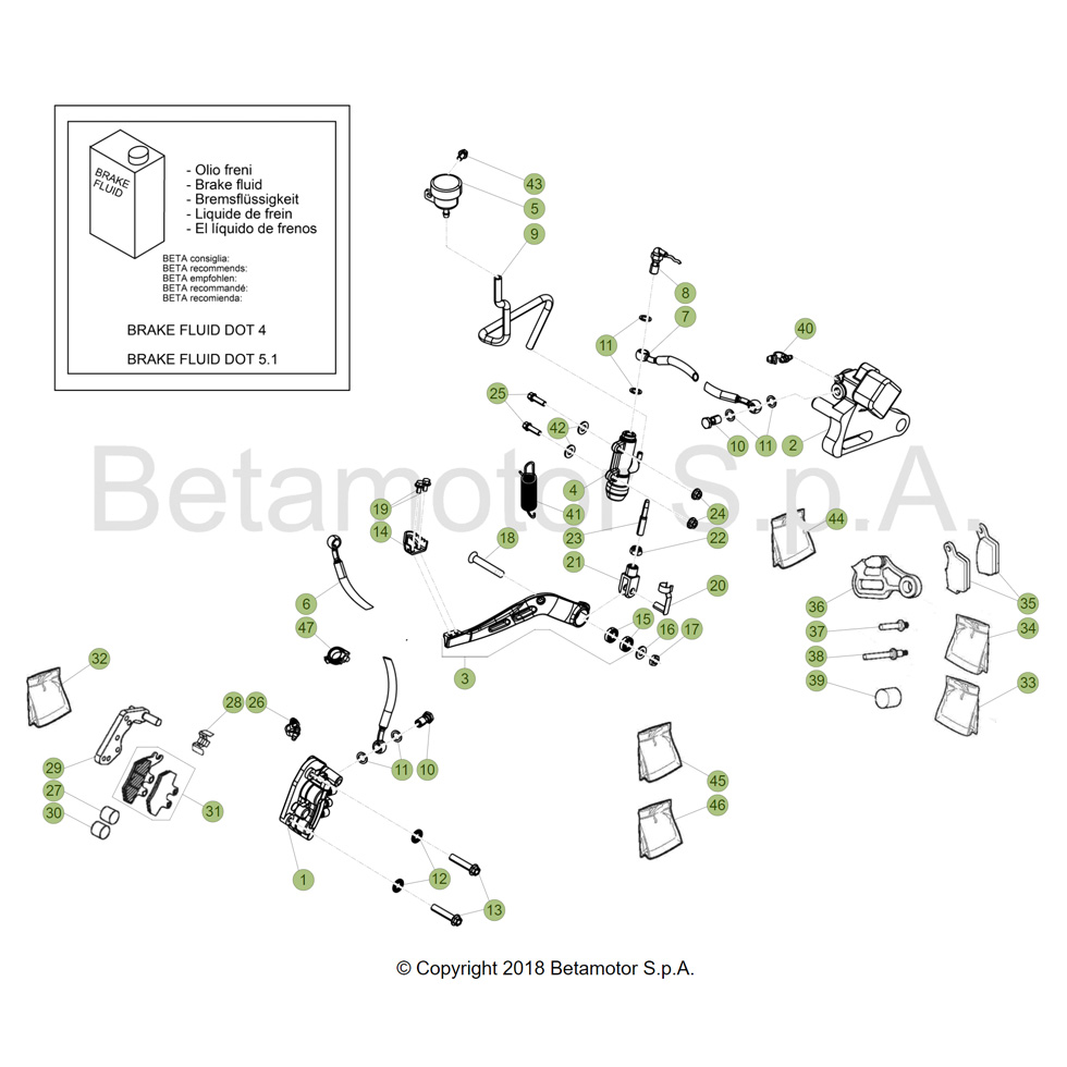 Beta RR125LC 4T 18 Bremsen Ersatzteile