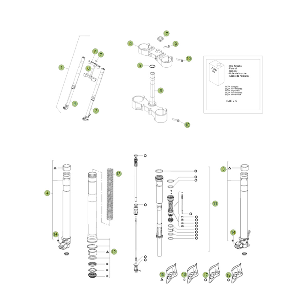 Beta RR250 2T 14 Gabel 2 Ersatzteile