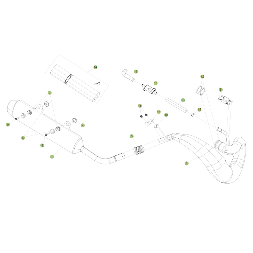 Beta RR250 2T 14 Auspuffsystem 2 Ersatzteile Beta RR250 2T 14 Auspuffsystem 2 Ersatzteile