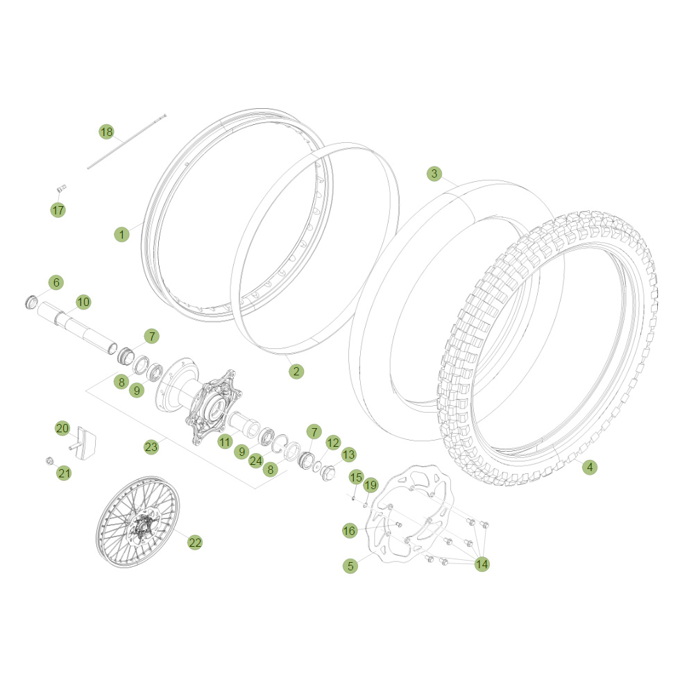 Beta RR250 2T 14 Vorderrad Ersatzteile