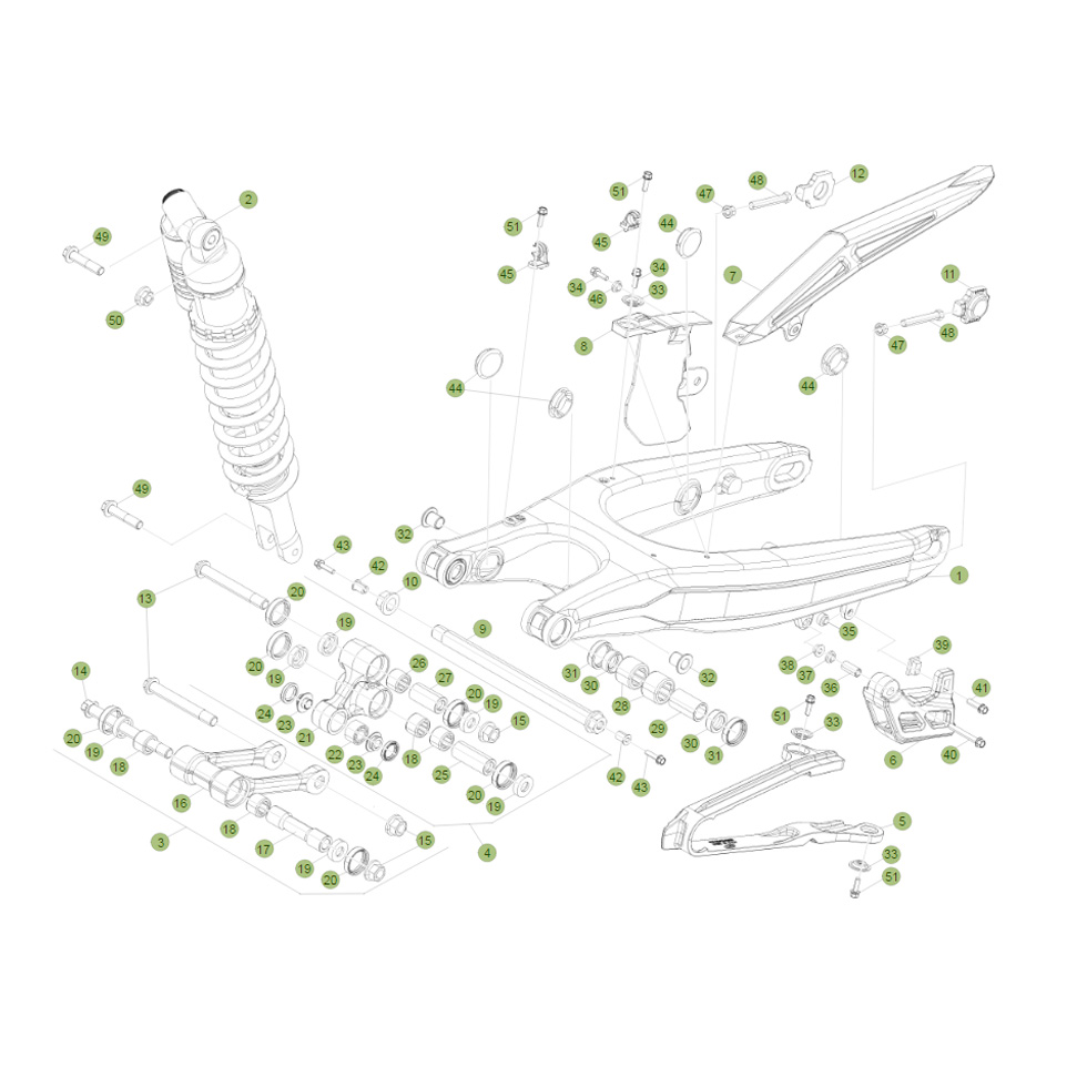 Beta RR300 17 Schwingarm/Federbein 1 Ersatzteile