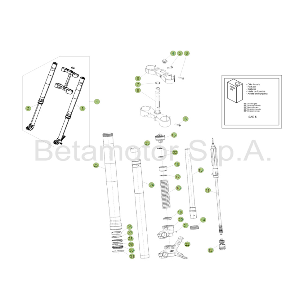 Beta RR300 17 Gabel Ersatzteile